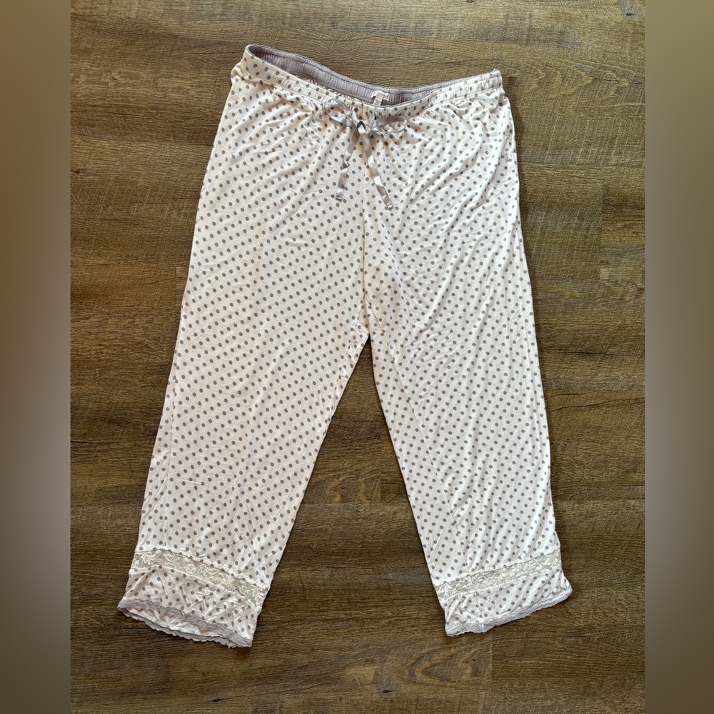 XL PJ salvage white with grey/purple grey Polka Dot Pajama Pants